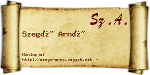 Szegő Arnó névjegykártya